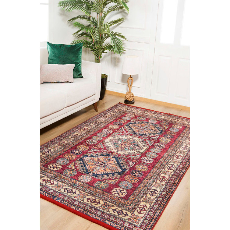 Latitude Vive Migues Modern Machine Woven Red Area Rug Wayfair Co Uk